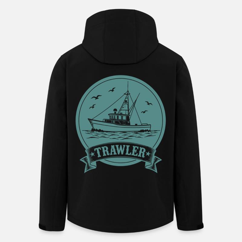 Trawler Fischkutter Ahoi Maritim - Recycelte Männer Softshell-Jacke von Stanley/Stella - Schwarz