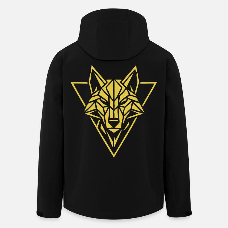 Geometrischer Wolfskopf Gold - Recycelte Männer Softshell-Jacke von Stanley/Stella - Schwarz