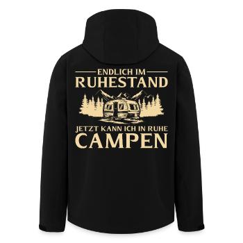 Endlich_im_Ruhestand_-_In_Ruhe_Campen - Recycelte Männer Softshell-Jacke von Stanley/Stella - Schwarz - Hinten - AI Model Male 185 light (185cm)