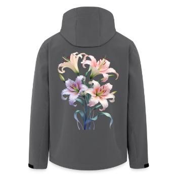 Pastel Lily Bouquet - Men’s Recycled Softshell Jacket by Stanley/Stella - black - Back - AI Model Male 185 light (185cm)