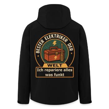 Welt Ich Repariere Alles Was Funkt - Recycelte Männer Softshell-Jacke von Stanley/Stella - Schwarz - Hinten - AI Model Male 185 light (185cm)