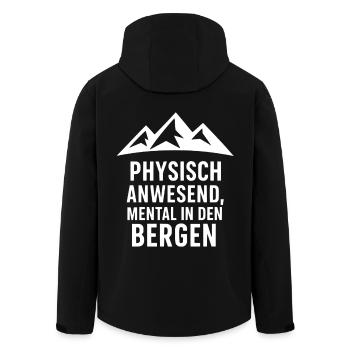 Chemise Physiquement Présent – Mentalement dans les montagnes - Veste softshell homme en polyester recyclé Stanley/Stella - noir - Dos - AI Model Male 185 light (185cm)