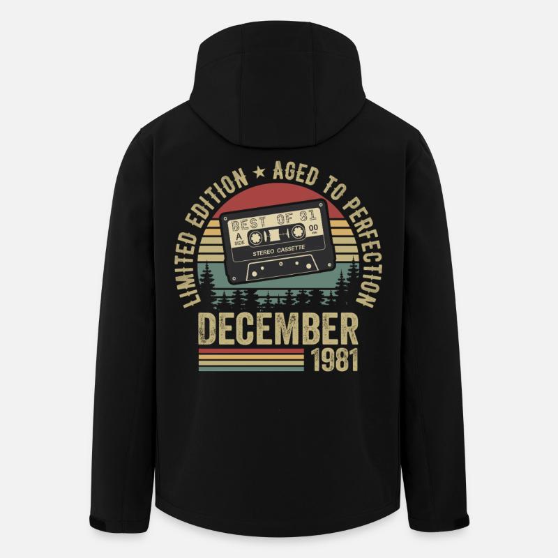 Décembre 1981 - Anniversaire Décembre 1981 - Veste softshell homme en polyester recyclé Stanley/Stella - noir