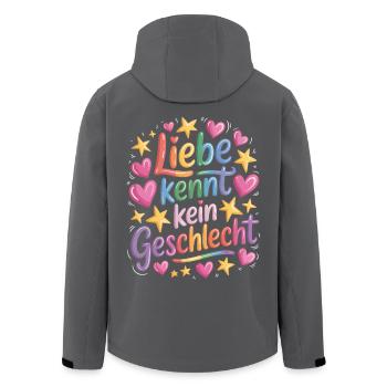 Love Knows No Gender Rainbow LGBTQ Pride - Men’s Recycled Softshell Jacket by Stanley/Stella - black - Back - AI Model Male 185 light (185cm)
