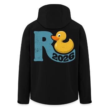Gummy Duck Pension 2026 - Retirement - Pension - Men’s Recycled Softshell Jacket by Stanley/Stella - black - Back - AI Model Male 185 light (185cm)
