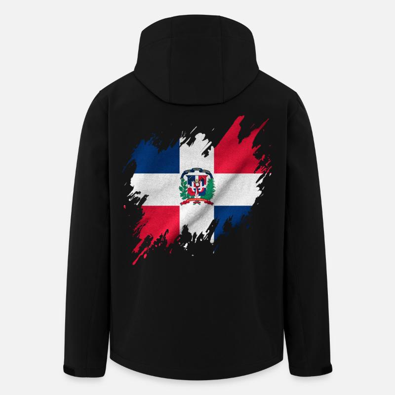 Drapeau dominicain, style déchiré - Veste softshell homme en polyester recyclé Stanley/Stella - noir