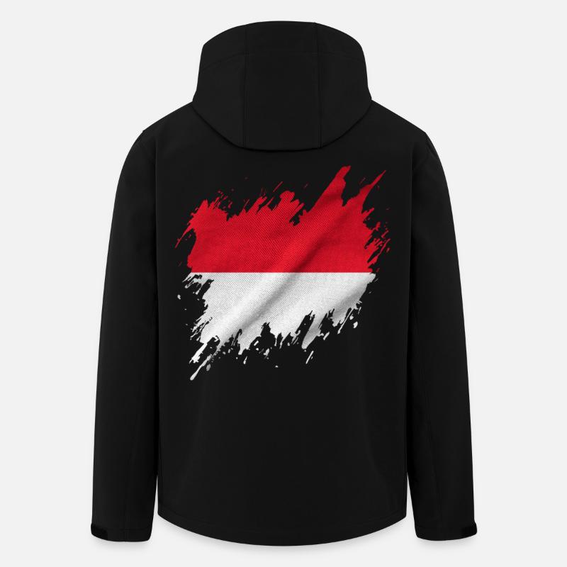 Drapeau indonésien, style déchiré - Veste softshell homme en polyester recyclé Stanley/Stella - noir