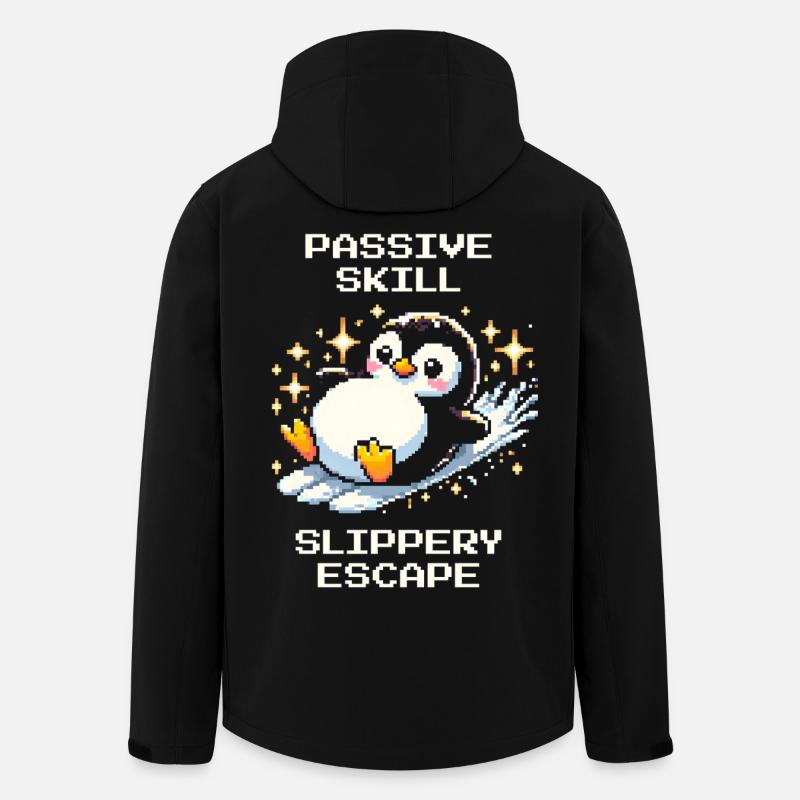 Évasion glissante | Pingouin Compétence Humour - Veste softshell homme en polyester recyclé Stanley/Stella - noir