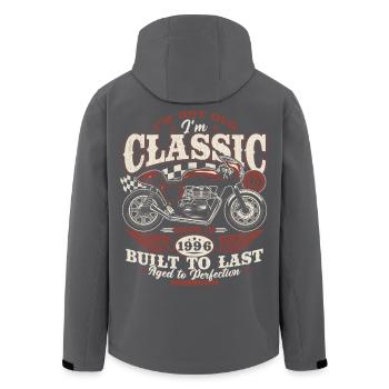 1996 Vintage 30th Birthday Motorcycle Gift - Men’s Recycled Softshell Jacket by Stanley/Stella - black - Back - AI Model Male 185 light (185cm)