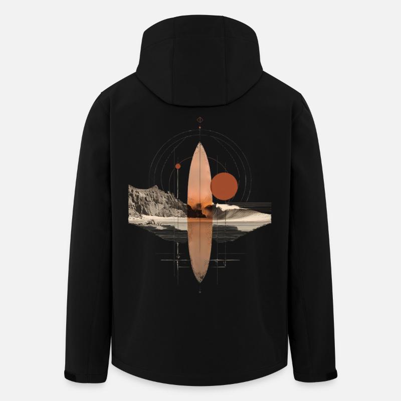 Kupferne Wellen Orbit - Geometrisches Surfbrett - Recycelte Männer Softshell-Jacke von Stanley/Stella - Schwarz