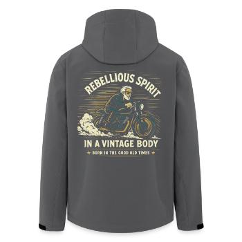 Biker Dad Grandpa Shirt - Rebellious Vintage Rider - Men’s Recycled Softshell Jacket by Stanley/Stella - black - Back - AI Model Male 185 light (185cm)