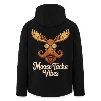 Humor Animal Moose Joke Mustache - Men’s Recycled Softshell Jacket by Stanley/Stella - black - Back - AI Model Male 185 light (185cm)