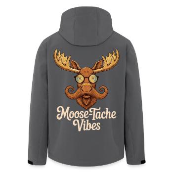 Humour Animal Élan Blague Moustache - Veste softshell homme en polyester recyclé Stanley/Stella - charbon - Dos - AI Model Male 185 light (185cm)