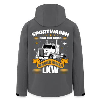 Sportwagen sind für Jungs - Männer fahren LKW - Recycelte Männer Softshell-Jacke von Stanley/Stella - Schwarz - Hinten - AI Model Male 185 light (185cm)