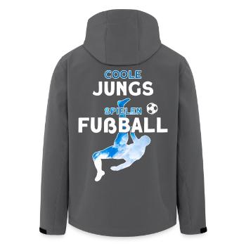 COOLE JUNGS SPIELEN FUßBALL - Recycelte Männer Softshell-Jacke von Stanley/Stella - Schwarz - Hinten - AI Model Male 185 light (185cm)