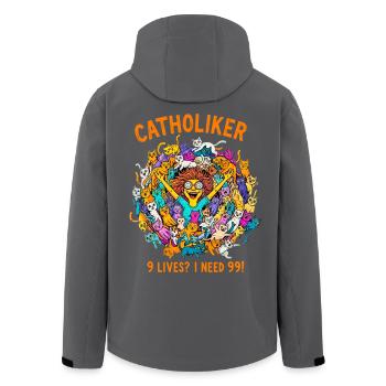 Catzoholic - Just one more cat! - Men’s Recycled Softshell Jacket by Stanley/Stella - black - Back - AI Model Male 185 light (185cm)