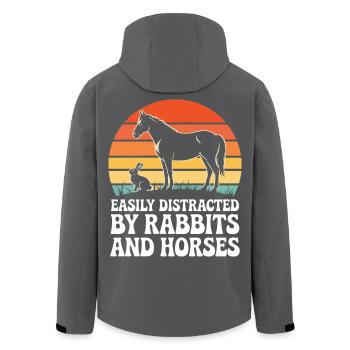 Rabbits and horses Equestrian riding - Men’s Recycled Softshell Jacket by Stanley/Stella - black - Back - AI Model Male 185 light (185cm)