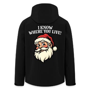 Ich weiß, wo du wohnst – Weihnachtsmann - Recycelte Männer Softshell-Jacke von Stanley/Stella - Schwarz - Hinten - AI Model Male 185 light (185cm)