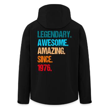 50 anniversaires Légendaire Incroyable Incroyable Depuis 1975 - Veste softshell homme en polyester recyclé Stanley/Stella - noir - Dos - AI Model Male 185 light (185cm)