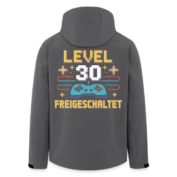 Level 30 Freigeschaltet - Recycelte Männer Softshell-Jacke von Stanley/Stella - Schwarz - Hinten - AI Model Male 185 light (185cm)