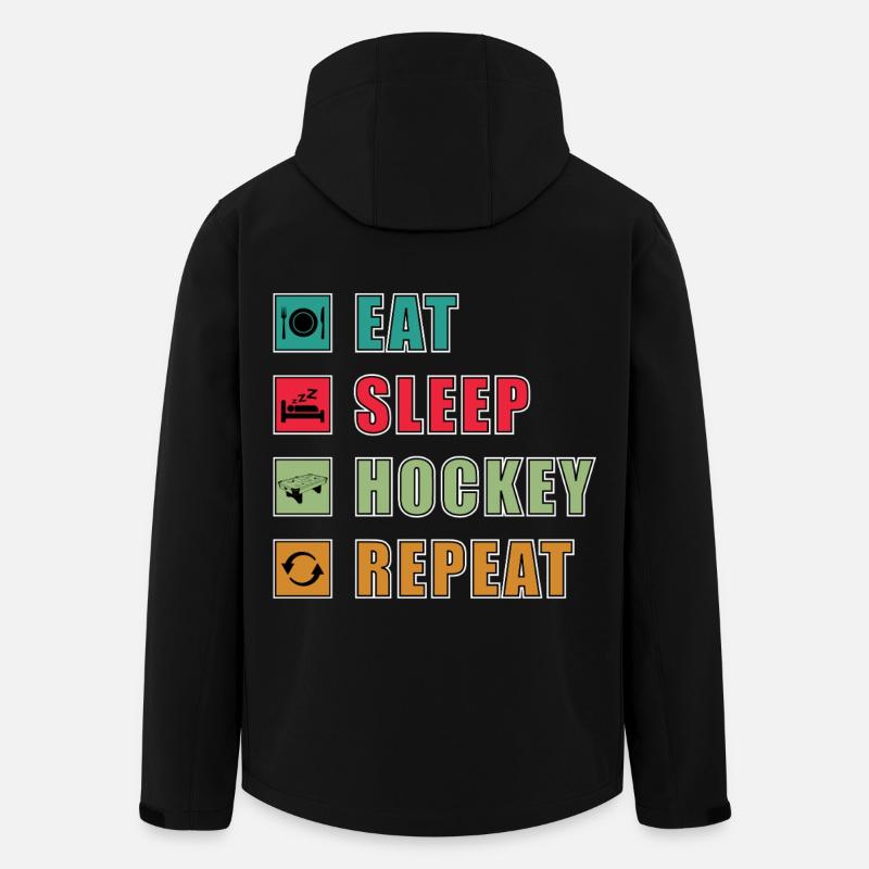Eat Sleep Hockey Repeat - Recycelte Männer Softshell-Jacke von Stanley/Stella - Schwarz