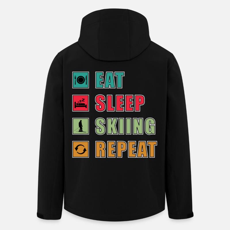 Eat Sleep Repeat Skiing - Men’s Recycled Softshell Jacket by Stanley/Stella - black