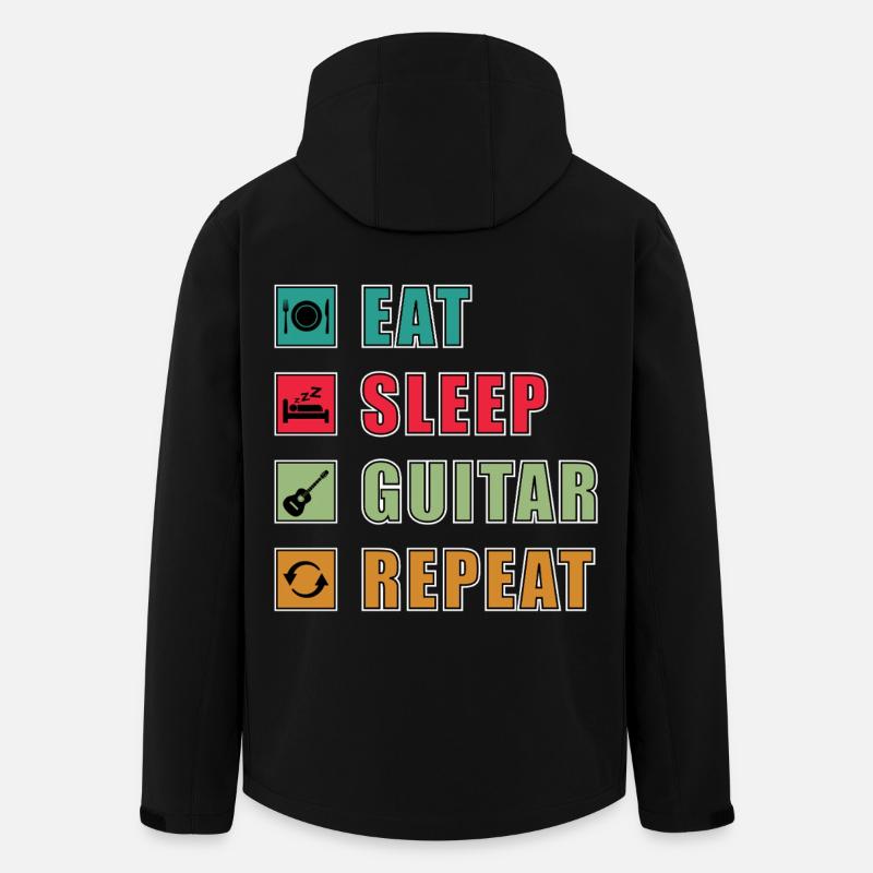Eat Sleep Guitar Repeat - Men’s Recycled Softshell Jacket by Stanley/Stella - black
