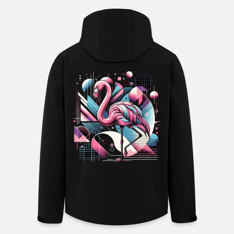 Neon Flamingo Geometrische Pop 80er - Recycelte Männer Softshell-Jacke von Stanley/Stella - Schwarz