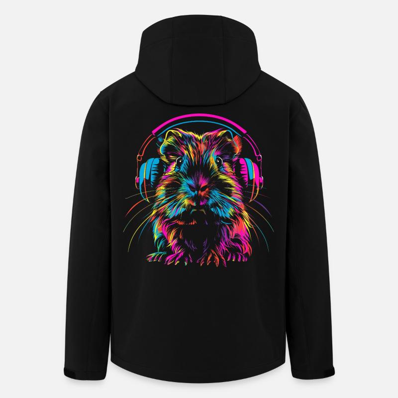 Neon-Meerschweinchen mit Kopfhörer - Recycelte Männer Softshell-Jacke von Stanley/Stella - Schwarz