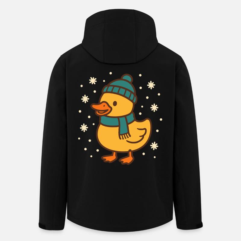Funny Christmas Duck Winter Holiday Cheer - Men’s Recycled Softshell Jacket by Stanley/Stella - black