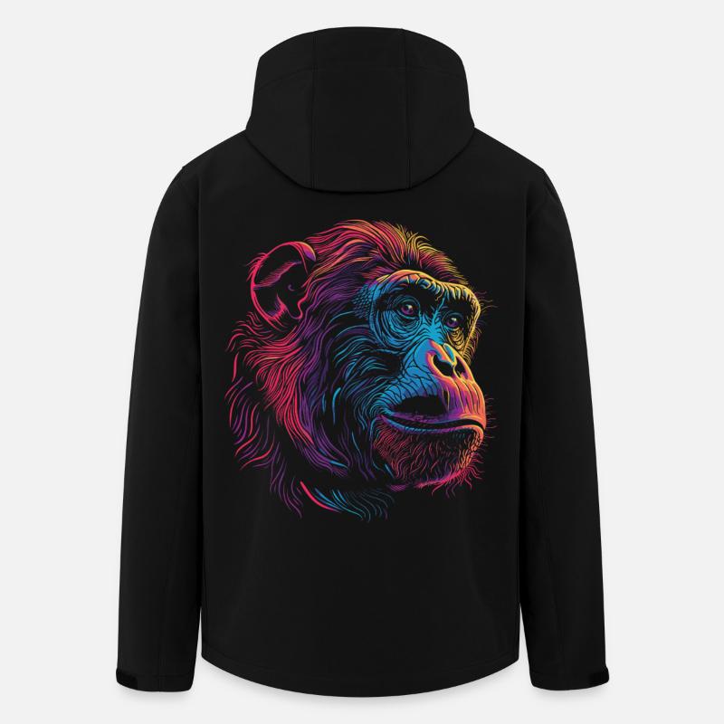 Neon Psychedelic Monkey - Men’s Recycled Softshell Jacket by Stanley/Stella - black