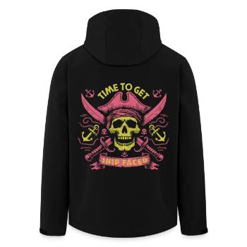 Zeit, Ship Faced Skull Nauti Piratenmeer zu holen - Recycelte Männer Softshell-Jacke von Stanley/Stella - Schwarz - Hinten - AI Model Male 185 light (185cm)
