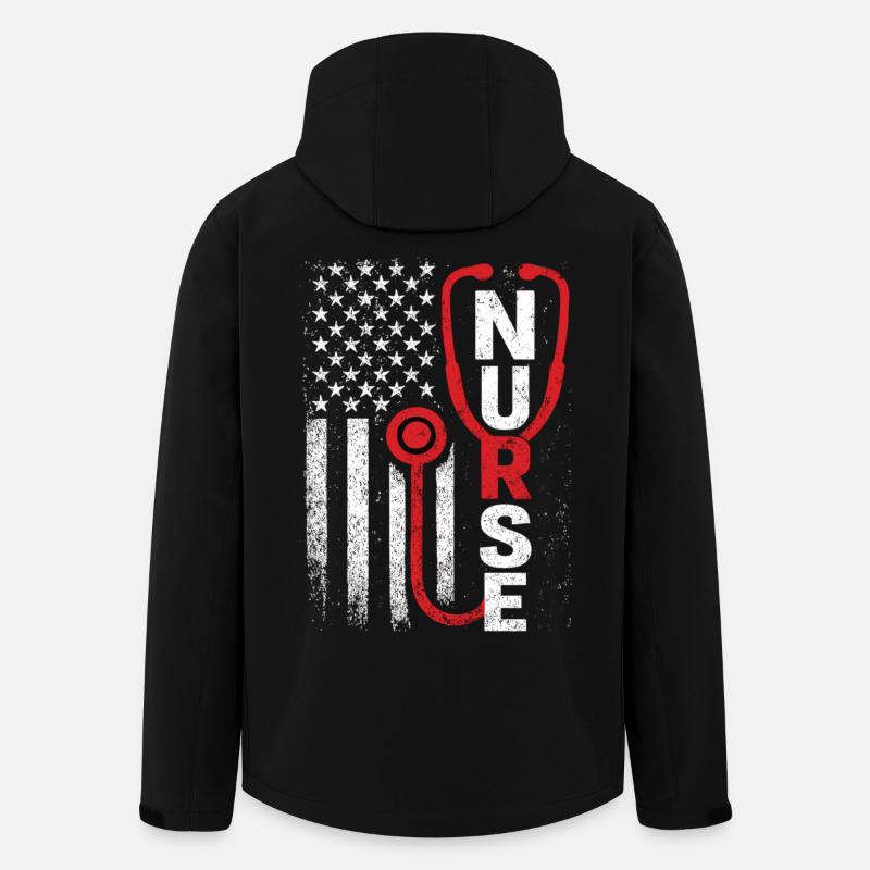 Nurse USA Flag Stethoscope – Nurse - Men’s Recycled Softshell Jacket by Stanley/Stella - black