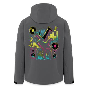 Breakdance Neon Style – Music & Street Art - Men’s Recycled Softshell Jacket by Stanley/Stella - black - Back - AI Model Male 185 light (185cm)