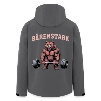 Weightlifter BÄRENSTARK Funny - Men’s Recycled Softshell Jacket by Stanley/Stella - black - Back - AI Model Male 185 light (185cm)