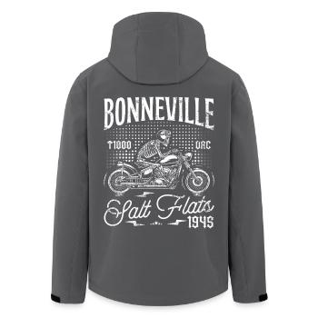 Bonneville Salt Flats Moto Anniversaire 1945 - Veste softshell homme en polyester recyclé Stanley/Stella - charbon - Dos - AI Model Male 185 light (185cm)