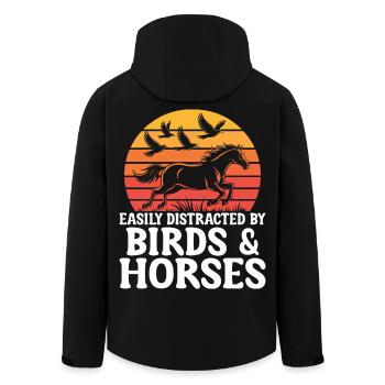 Vögel und Pferde Reiten Reiten Reiter - Recycelte Männer Softshell-Jacke von Stanley/Stella - Schwarz - Hinten - AI Model Male 185 light (185cm)