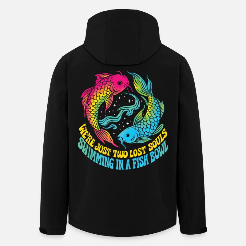Two Lost Souls – Koi Fish Retro - Men’s Recycled Softshell Jacket by Stanley/Stella - black