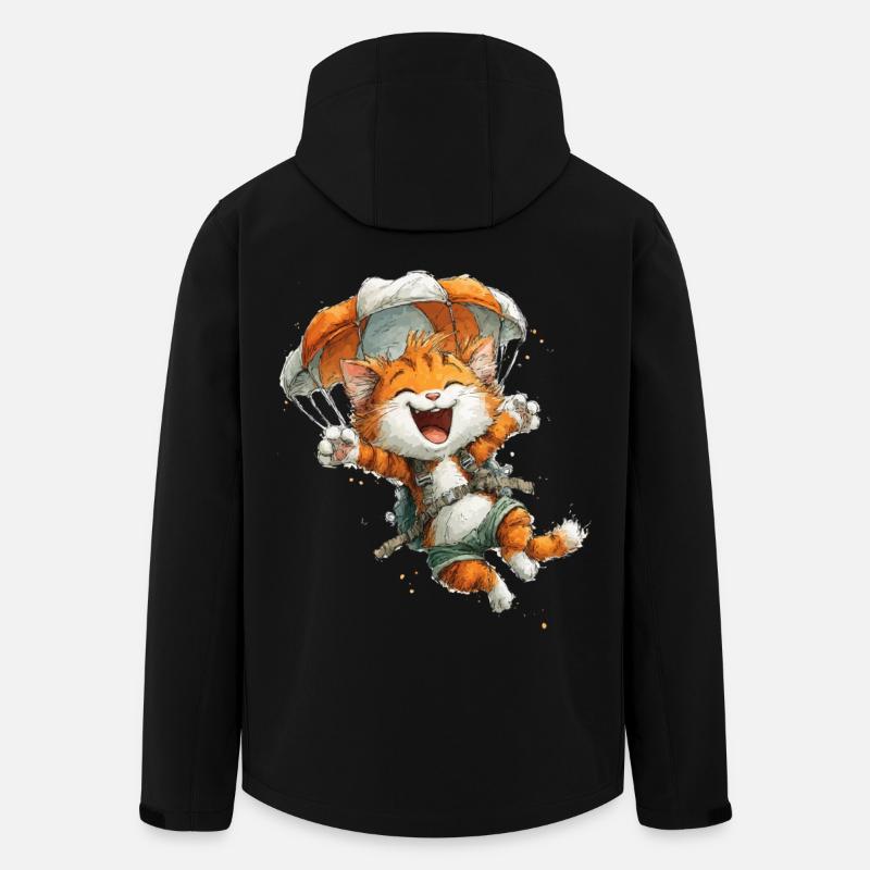 Paraglider Katze Luftabenteuer - Recycelte Männer Softshell-Jacke von Stanley/Stella - Schwarz