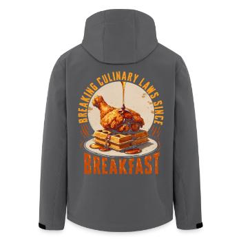 Chicken With Waffles Breaking Culinary Laws - Men’s Recycled Softshell Jacket by Stanley/Stella - black - Back - AI Model Male 185 light (185cm)