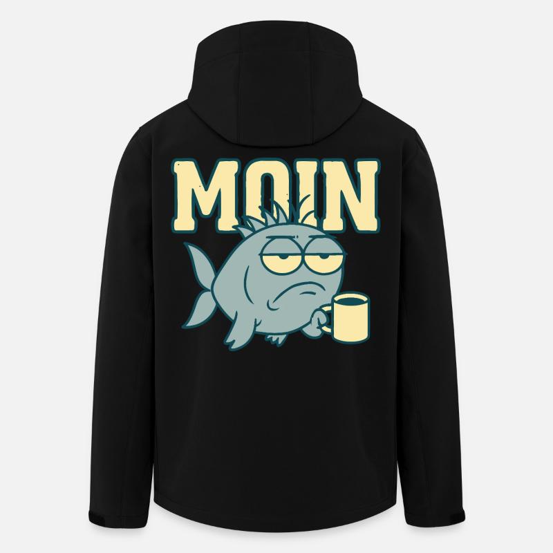 Moin Müder Hai mit Kaffee - Recycelte Männer Softshell-Jacke von Stanley/Stella - Schwarz