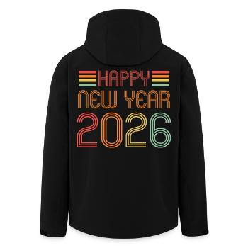 Vintage Happy New Year 2026 - Recycelte Männer Softshell-Jacke von Stanley/Stella - Schwarz - Hinten - AI Model Male 185 light (185cm)