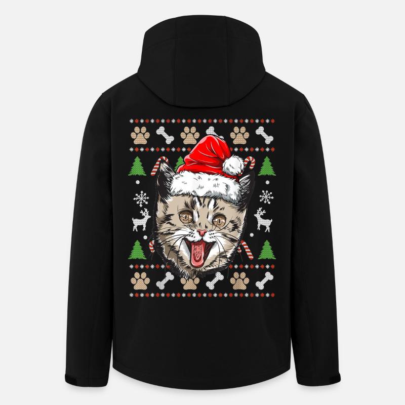Hässlicher Weihnachtspullover Niedliche Katze Glückliche Geschenkidee - Recycelte Männer Softshell-Jacke von Stanley/Stella - Schwarz