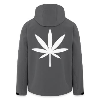 Cannabis / Marijuana / Hemp Leaf (White) - Men’s Recycled Softshell Jacket by Stanley/Stella - black - Back - AI Model Male 185 light (185cm)