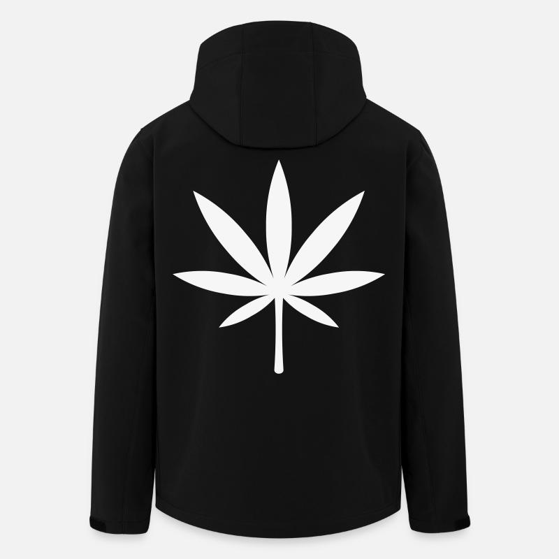Cannabis / Marijuana / Feuille de chanvre (blanc) - Veste softshell homme en polyester recyclé Stanley/Stella - noir