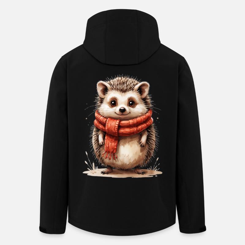 Hérisson d’hiver avec écharpe rouge - Veste softshell homme en polyester recyclé Stanley/Stella - noir