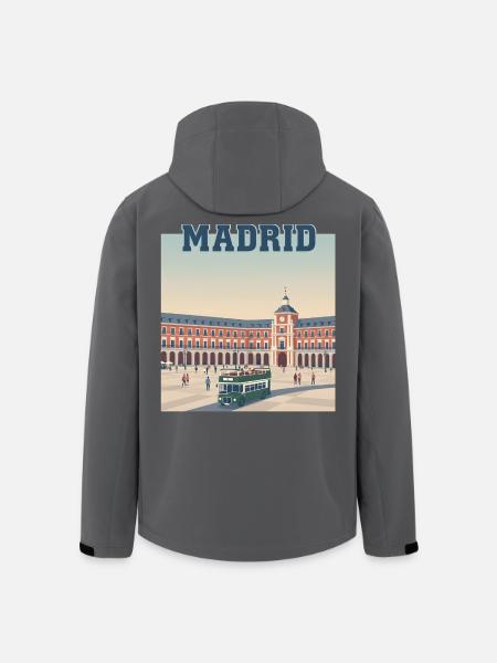 Madrid Plaza Retro Bus Scene - Men’s Recycled Softshell Jacket by Stanley/Stella - black