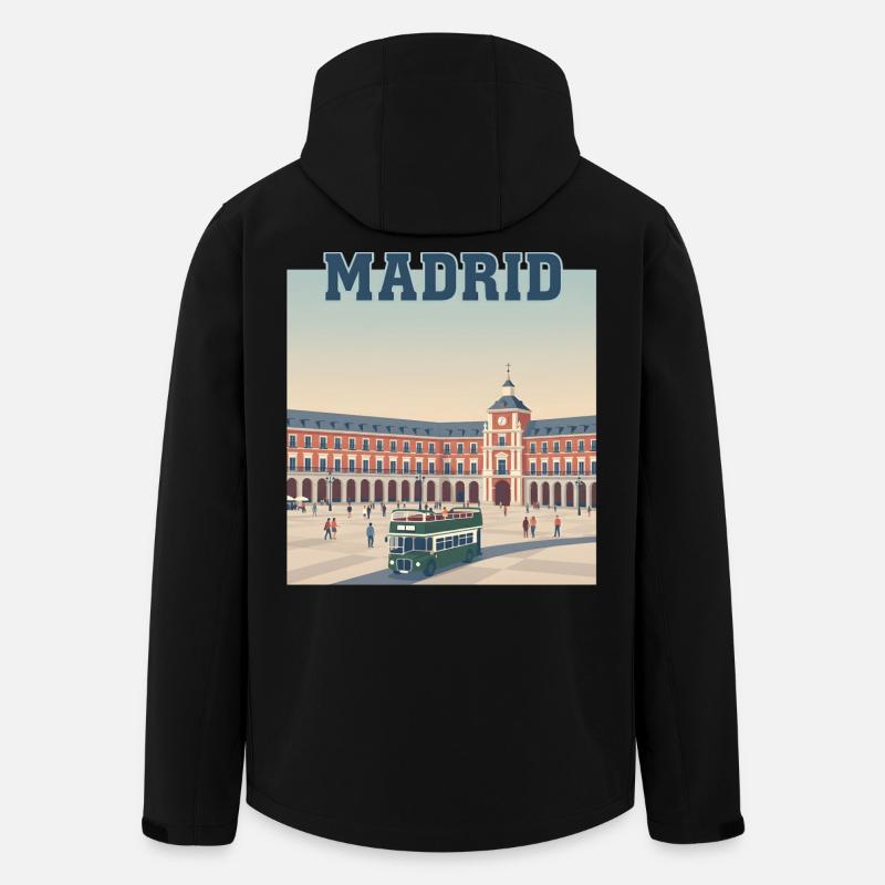 Madrid Plaza Retro-Busszene - Recycelte Männer Softshell-Jacke von Stanley/Stella - Schwarz