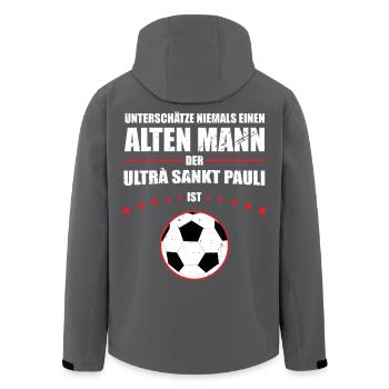 Vieil Homme - Éventail Ultra Sankt Pauli | Vintage Rétro - Veste softshell homme en polyester recyclé Stanley/Stella - noir - Dos - AI Model Male 185 light (185cm)