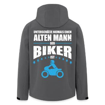 Alter Mann - Biker | Retro Vintage - Recycelte Männer Softshell-Jacke von Stanley/Stella - Schwarz - Hinten - AI Model Male 185 light (185cm)